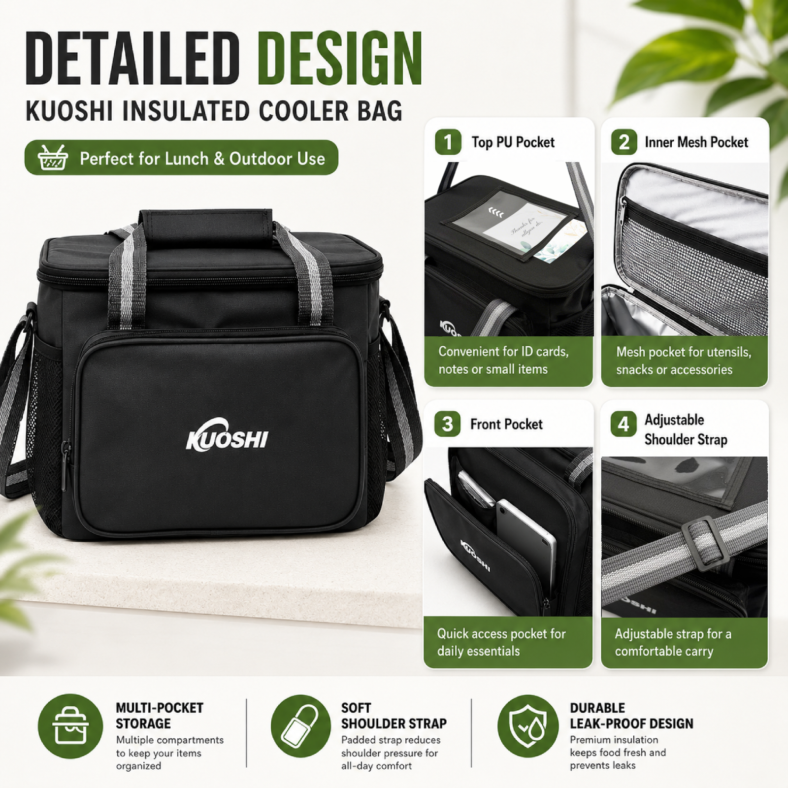 Insulated Thermal Leakproof 600D Large Capacity Portable Lunch Box Picnic Camping Hiking Food Delivery Travel Oxford Cooler Bag