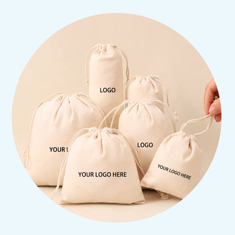 Wholesale Canvas Cotton Jewelry Pouch Drawstring Bag Gift Bag Custom Handbag Dust Bags With Logo Print