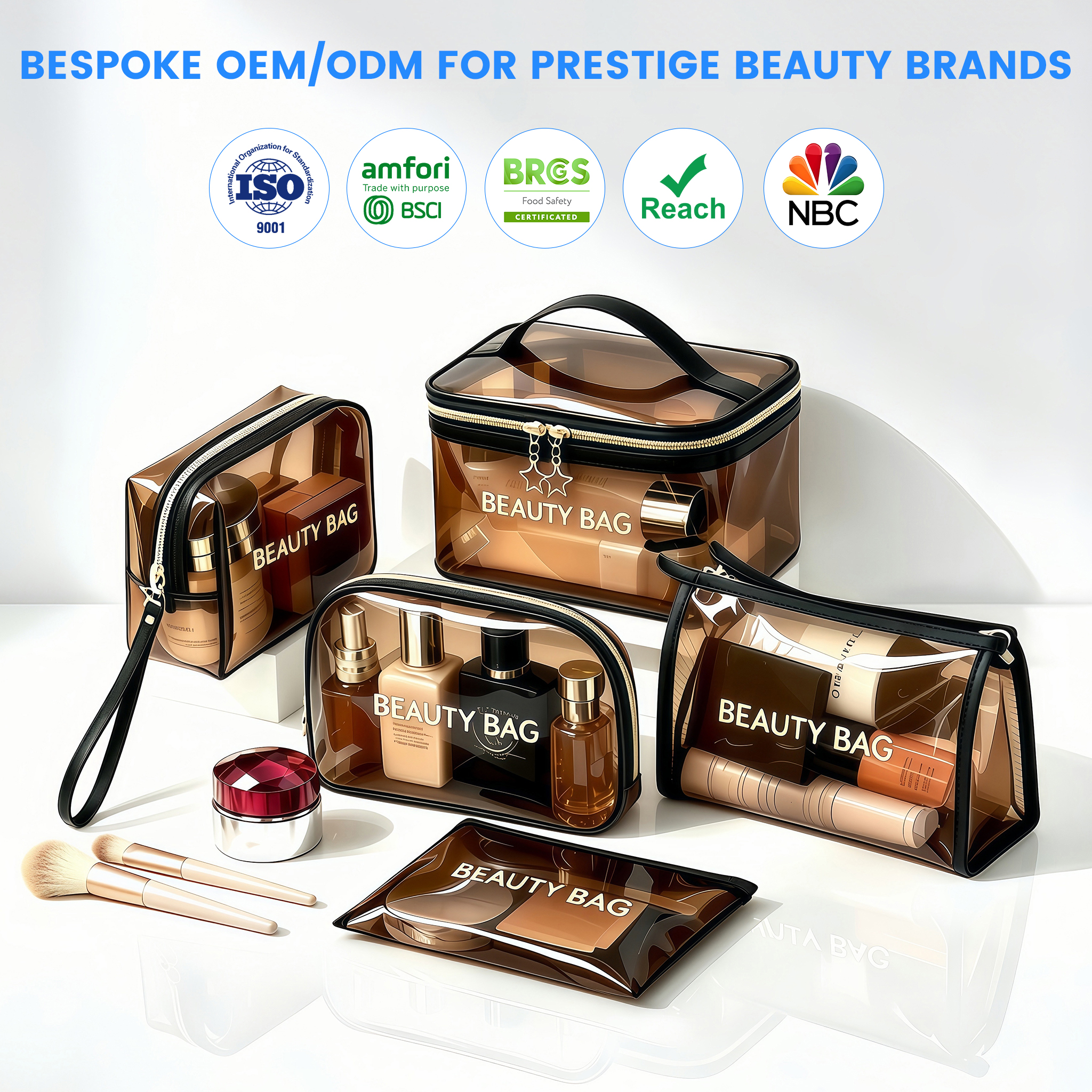 Custom Logo Toiletry Organizer Plastic Pouch Waterproof Zipper Professional Cosmetic Bag PVC Clear Travel Makeup Bag For Women