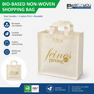 Bio Based PLA Non Woven Tote Bag Custom Printed Reusable Shopping Bag