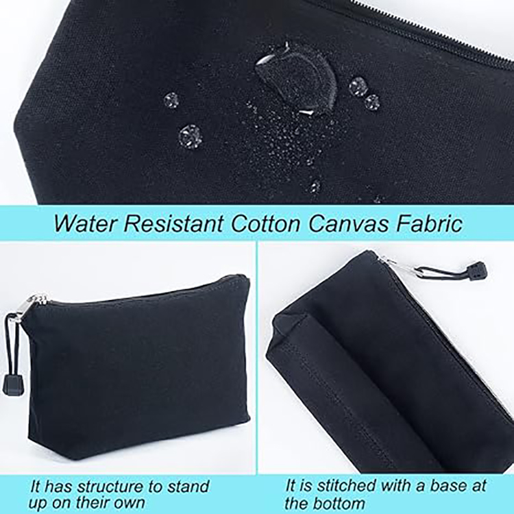 Promotional Washable Zipper Makeup Pouch Reusable Cotton Canvas Make up Cosmetic Bags With Custom Logo Print Logo