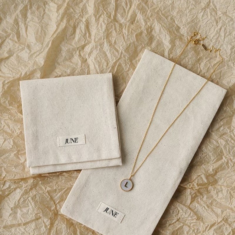 Luxury Natural Cotton Twill Envelope Dust Bag With Bow-Tie Cotton Pouch Clothing Handbag Packaging Bag With Flap
