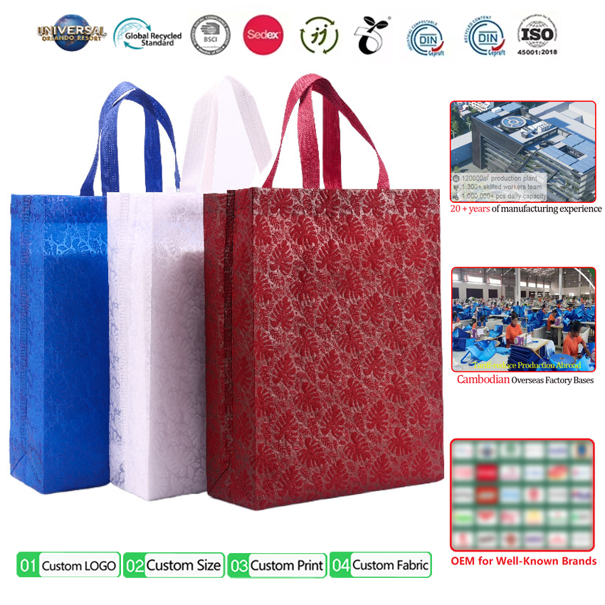 Bolsas Personalizadas Para Negocio Factory Custom Ecofriendly Reusable Embossed Non Woven Shopping Tote Bag With Logo for Gifts