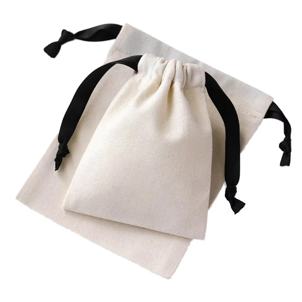 Wholesale Canvas Cotton Jewelry Pouch Drawstring Bag Gift Bag Custom Handbag Dust Bags With Logo Print