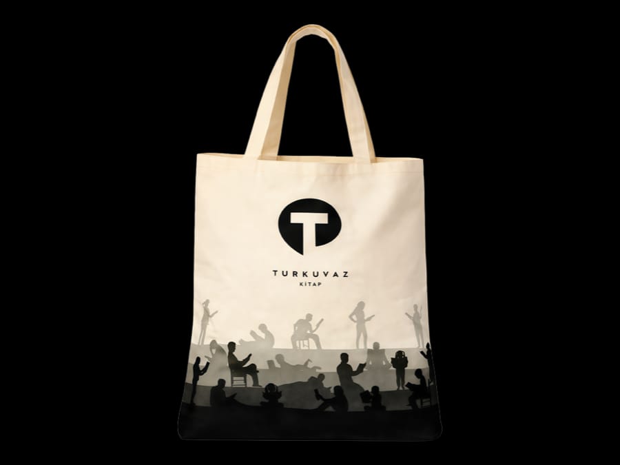 Large area screen printed cotton tote with contrast panel base
