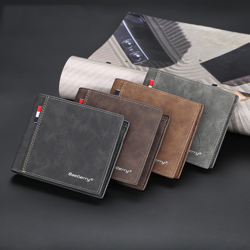 Slim Minimalist Wallet for Men Classic Trifod Wallet with Card Holders High Grade PU Leather