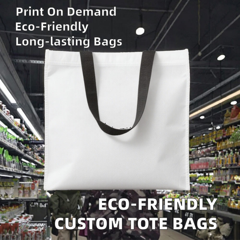 Custom Printed Eco-Friendly Reusable Non-Woven Fabric Tote Bags Recyclable Supermarket Grocery Promotional Shopping Cloth Bags