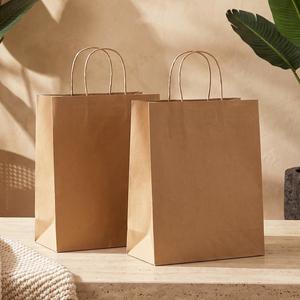 Eco Friendly Brown Kraft Paper Bags with Twisted Handles