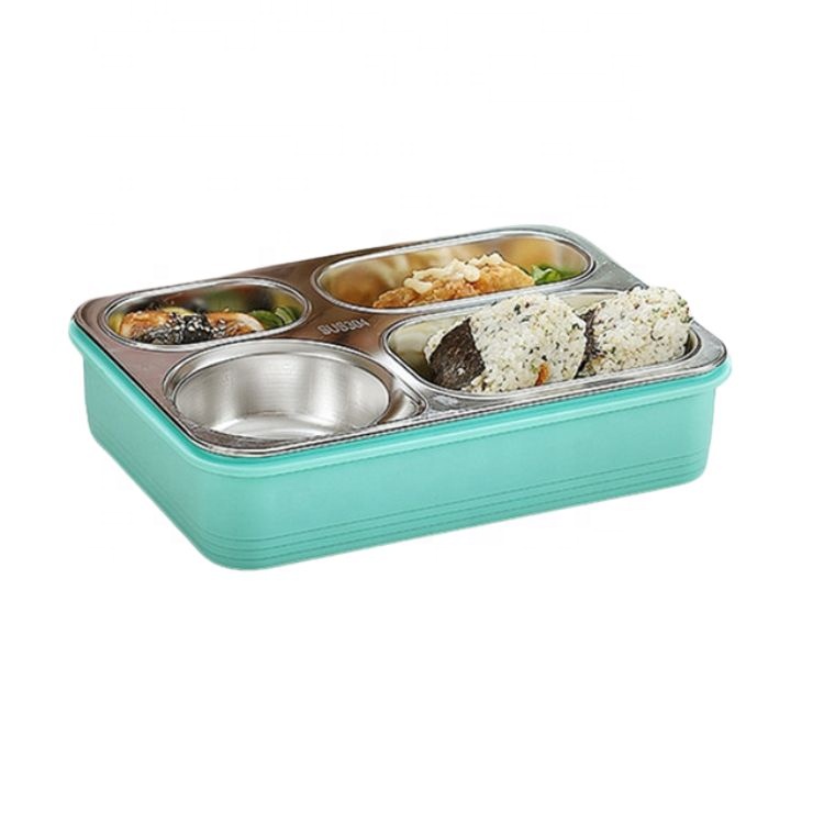 Custom Portable Stainless Steel Plastic Injection Molded Insulated Bento Lunch Box Pink/Blue ISO9001 Certified School Kids