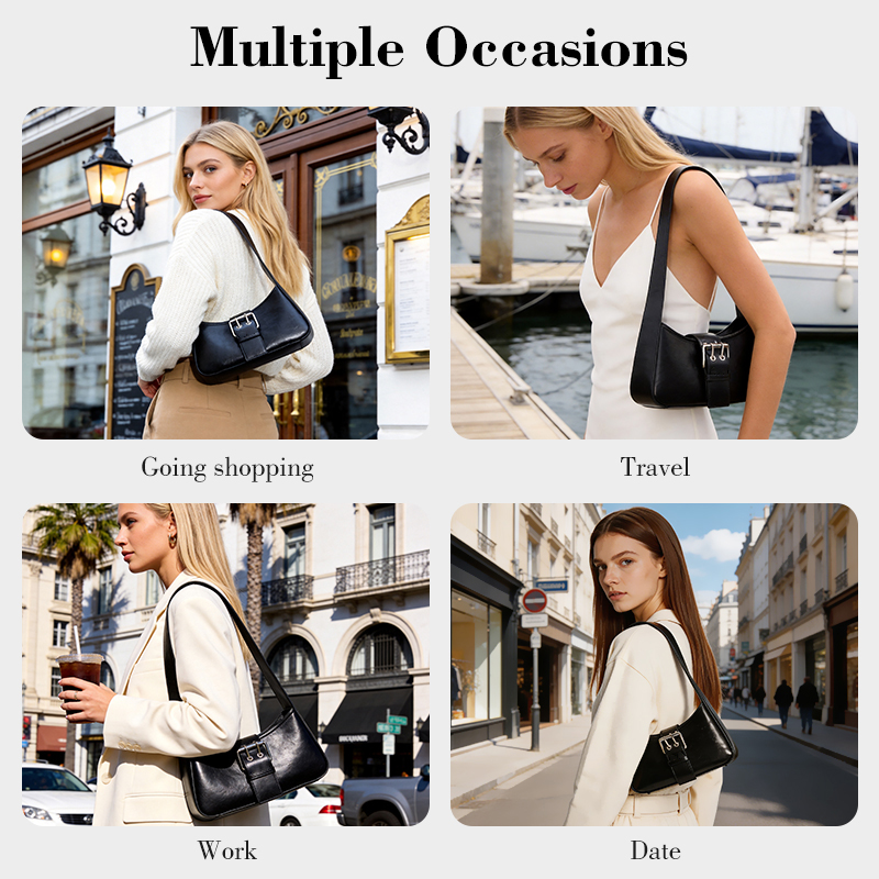 Custom Logo Acceptable PU Underarm Hobo Zipper Closure Daily Portable Women's Shoulder Bags