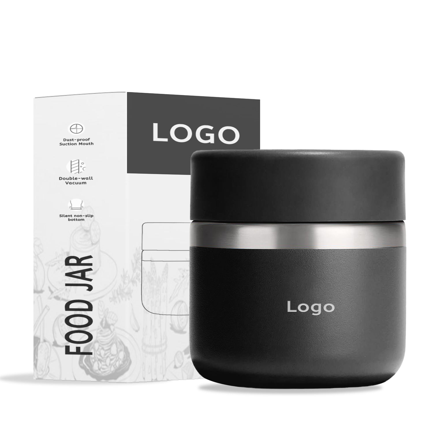 Reusable Vacuum Hot Keep Thermal Soup Insulated Food Jar Stainless Steel Lunch Box Food Container