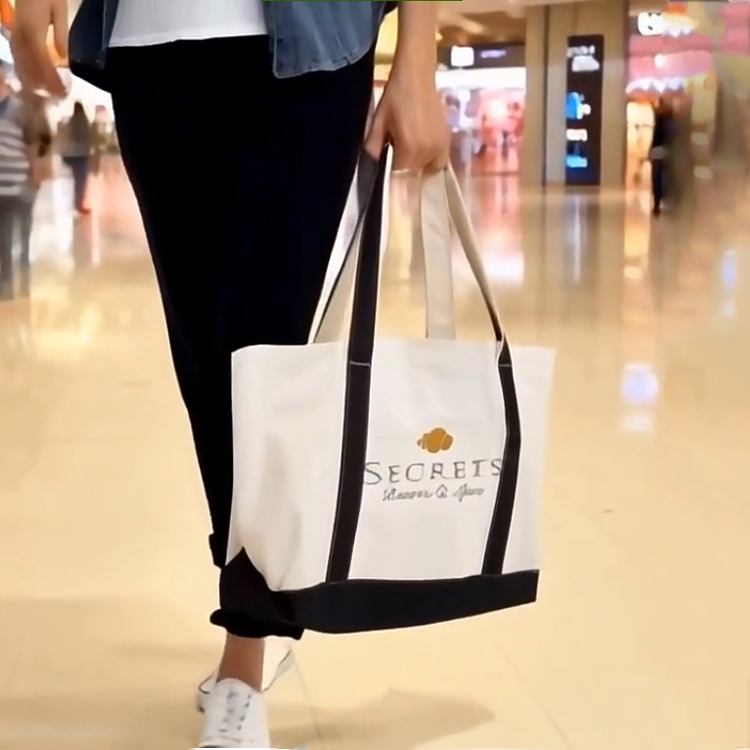 American Retro 12-16oz Heavy Duty Cotton Canvas Tote Bag Eco Reusable Custom Logo Printed Zipper Closure Large Big Shopping Bag