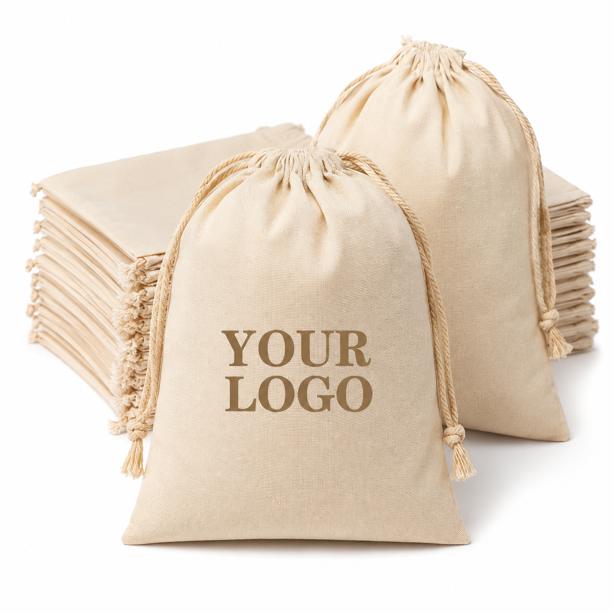 Custom Logo Reusable Portable Muslin Drawstring Dust Bag for Storage Biodegradable Eco-Friendly Cotton Gift Canvas Pouch