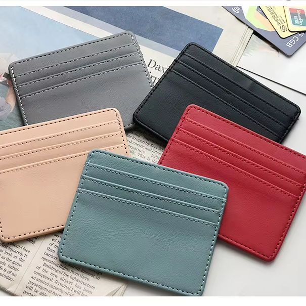 Slim Top Grain Cowhide Leather ID Card Holder Thin Men Women Credit Card Sleeve Cover Front Pocket New Minimalist Mini Wallets