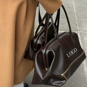 Luxury Travel Leather Tote Bag with Shoe Compartment