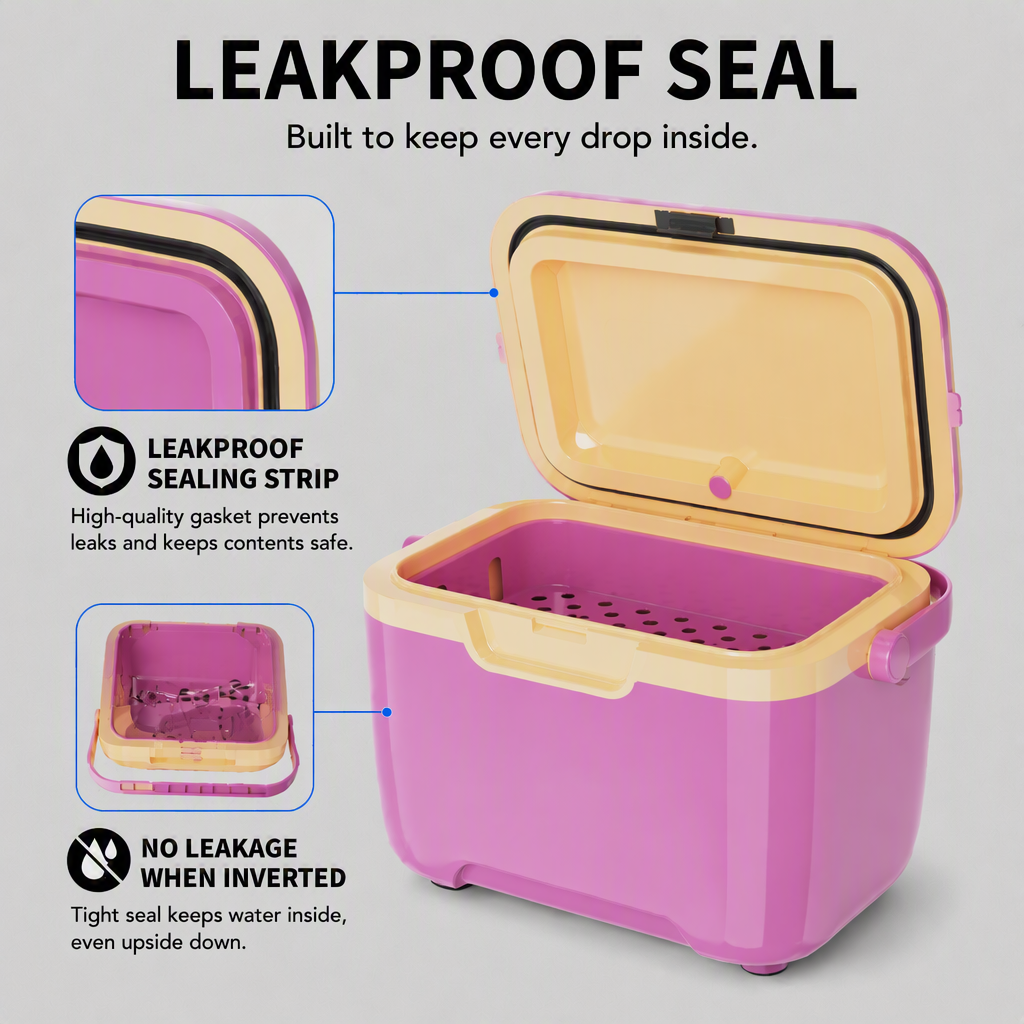 Bulk Order PP Double Deck Cooler Box Insulated Ice Chest Food Drink Storage Leakproof Lid Portable Handle Camping Picnic Fishing