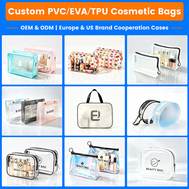 Custom Logo Toiletry Organizer Plastic Pouch Waterproof Zipper Professional Cosmetic Bag PVC Clear Travel Makeup Bag For Women