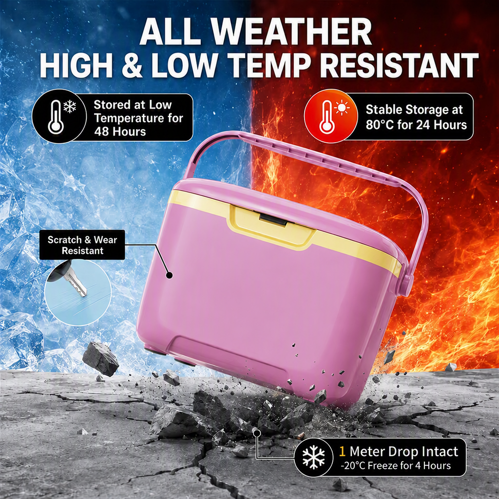 Bulk Order PP Double Deck Cooler Box Insulated Ice Chest Food Drink Storage Leakproof Lid Portable Handle Camping Picnic Fishing