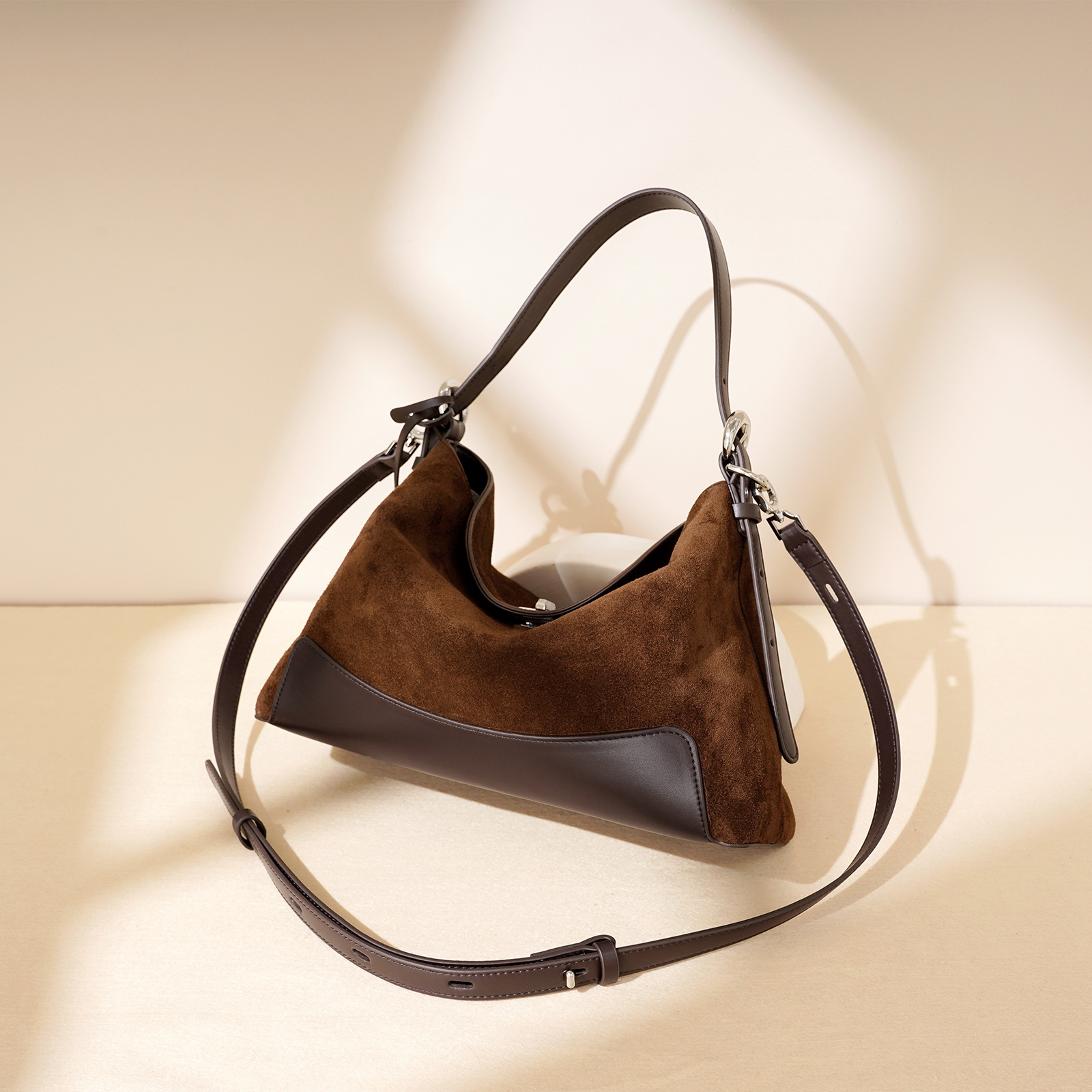 Custom Design Autumn Winter Women's Luxury Suede Touch Tote Bag Genuine Cowhide Leather Handbag Fashion Shoulder Bag