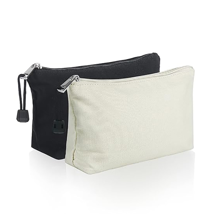 Promotional Washable Zipper Makeup Pouch Reusable Cotton Canvas Make up Cosmetic Bags With Custom Logo Print Logo