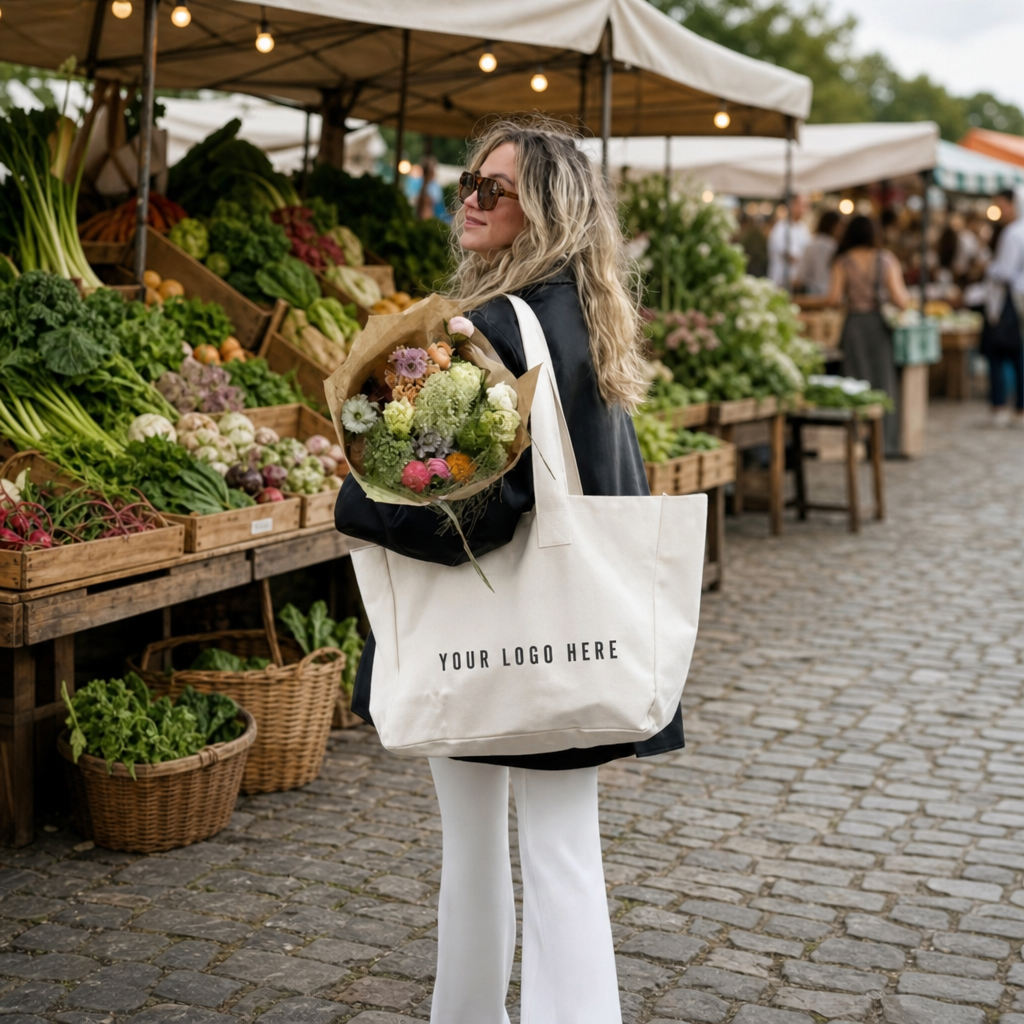 Slouchy Folding Large Canvas Tote Bag OEM ODM Custom Logo Color Size Heavy-Duty Zipper Closure Large Capacity Shopping Grocery
