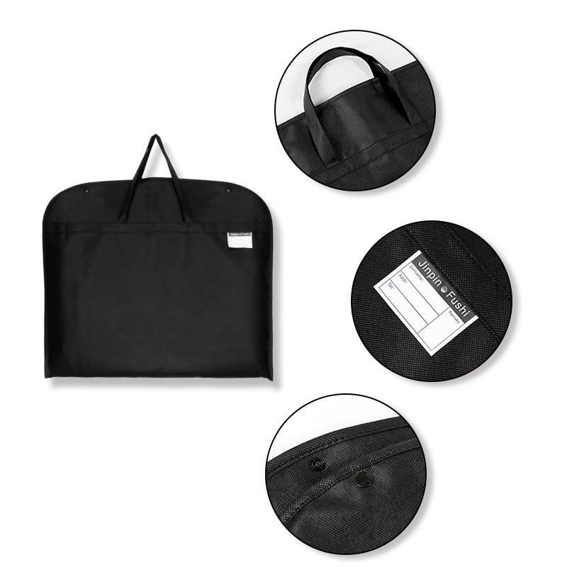 Free Sample Black Non-woven Portable Dust Suit Storage Bag Garment Cover Bags Customized Logo Color for Business Suits Store