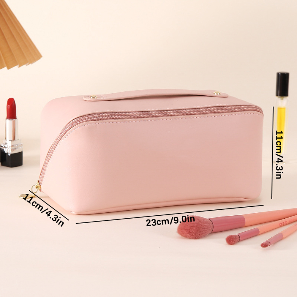 Waterproof PU Leather Cosmetic Bag, Fashion Travel Toiletry Organizer For Women, No Logo Large Capacity Makeup Pouch