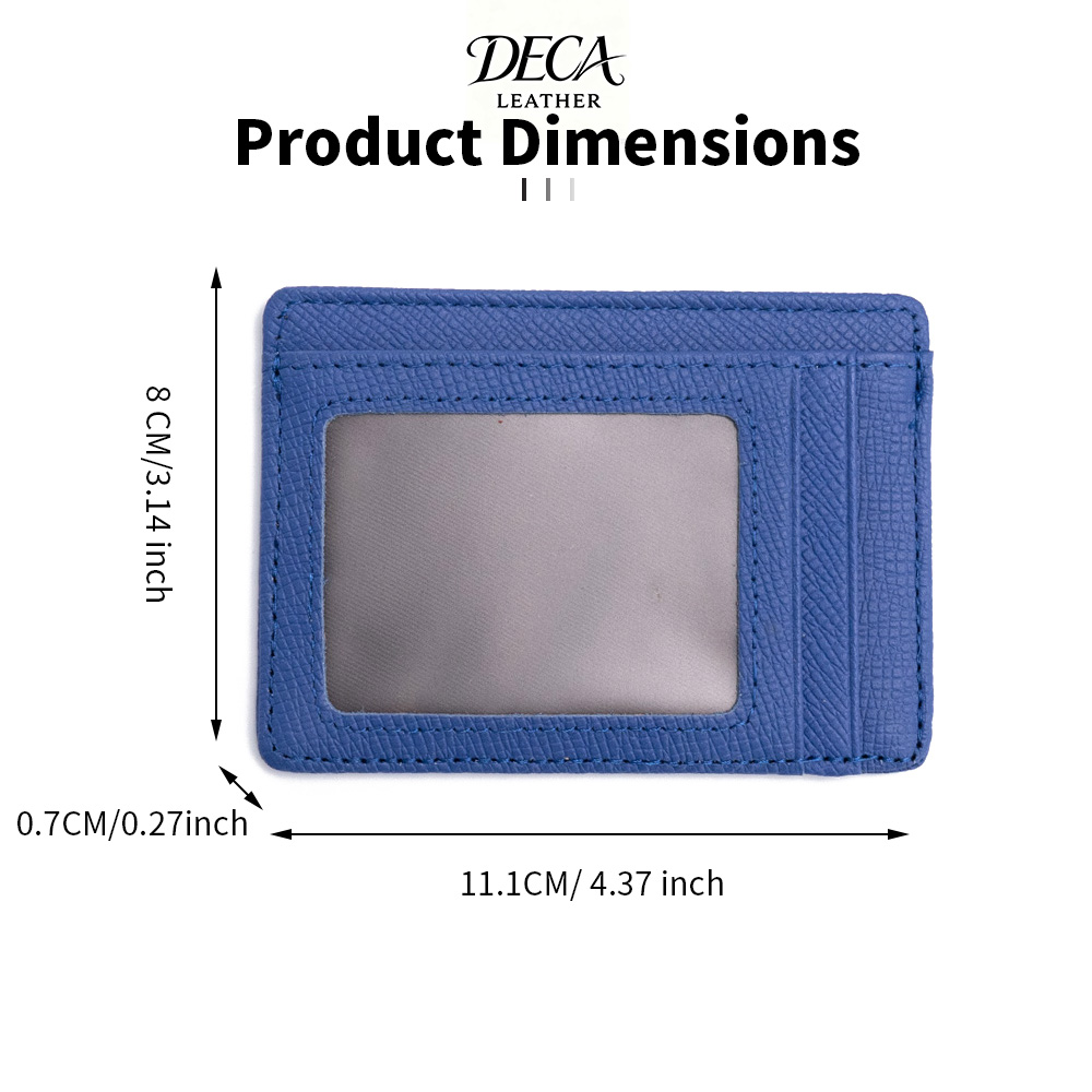 Genuine Leather Crosshatch Card Holder 6 Card Slots with Clear ID Window Minimalist Slim Card Wallet Unisex Portable OEM ODM