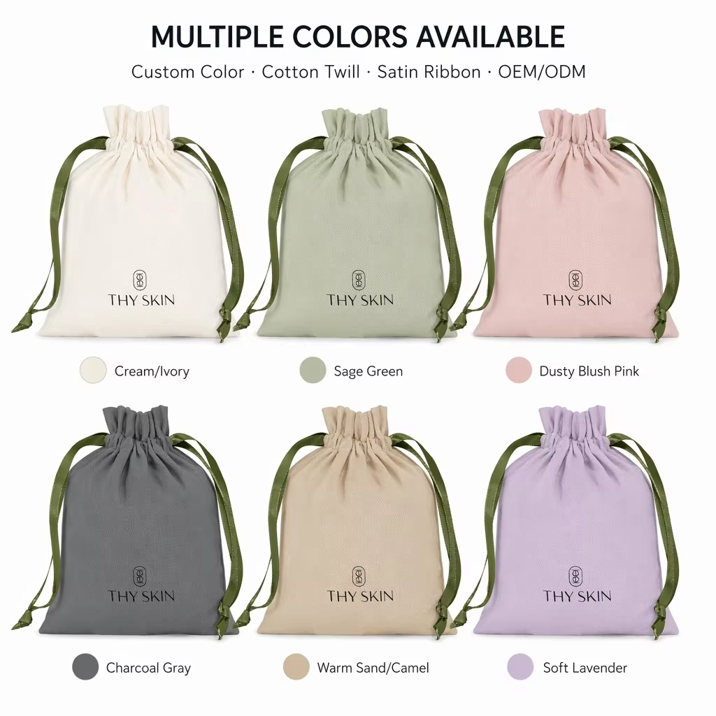 Organic Cotton Printed Muslin Drawstring Bags Custom Logo Large Linen Cotton Dust Packaging Bag For Purse Shoe Handbags Luxury
