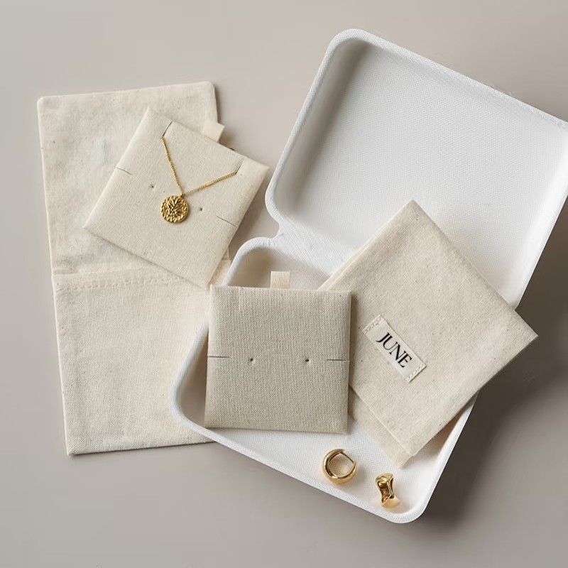 Luxury Natural Cotton Twill Envelope Dust Bag With Bow-Tie Cotton Pouch Clothing Handbag Packaging Bag With Flap