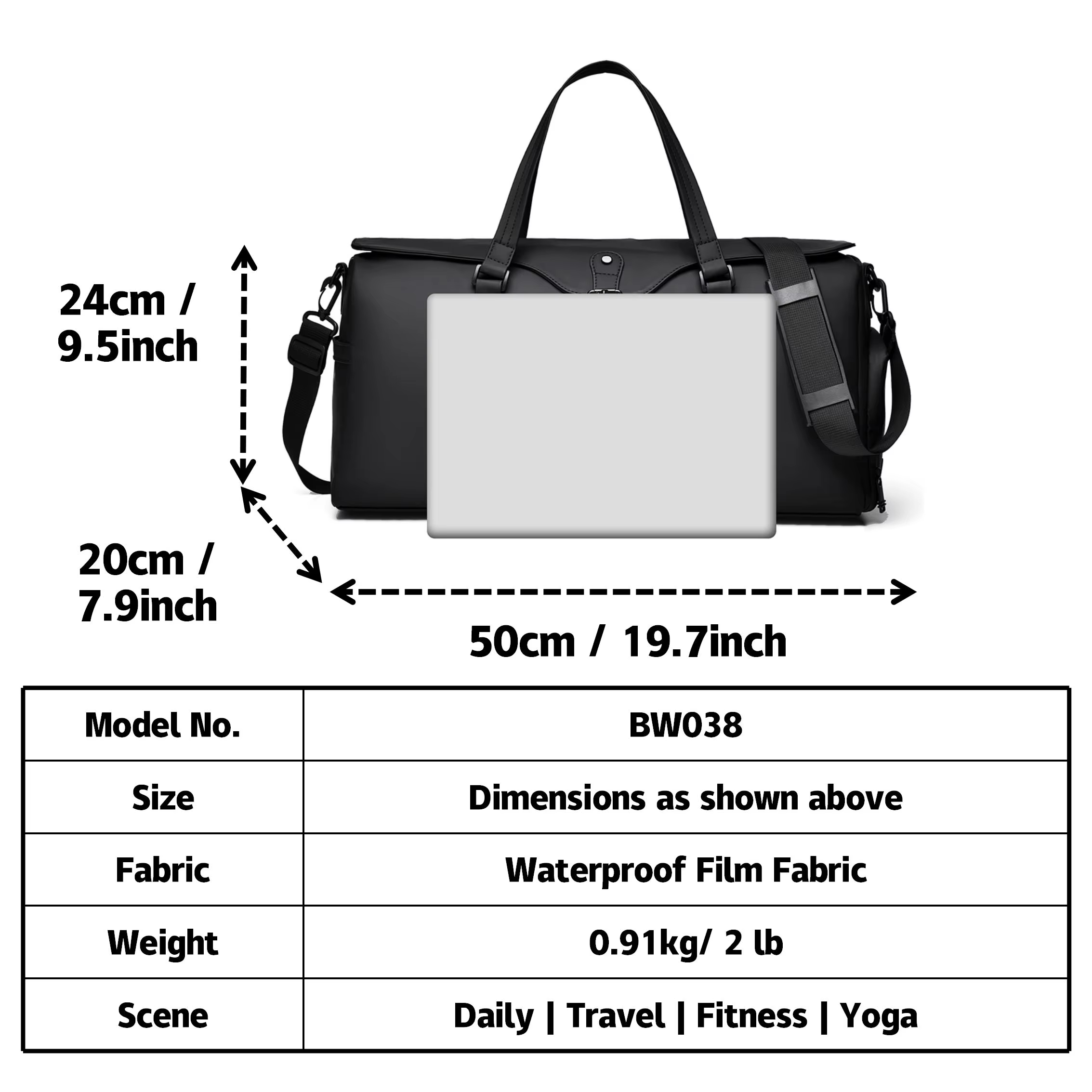 Custom Gym Duffle Bag Oxford Sports Weekender Polyester Travel Bag with Independent Shoe Compartment