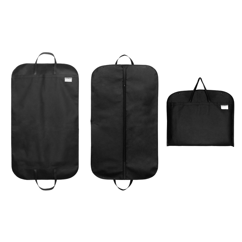 Free Sample Black Non-woven Portable Dust Suit Storage Bag Garment Cover Bags Customized Logo Color for Business Suits Store