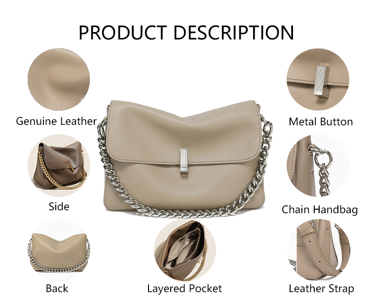 3358 Beige Women s Shoulder Bags Cowhide Leather Messenger Single Black Shoulder Bag with Gold Chain Ladies Large Black