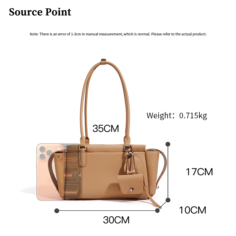 Custom Leather Bag Manufacturers Cowhide Underarm Shoulder Bag with Pendant Genuine Leather Adjustable Strap Messenger Bags
