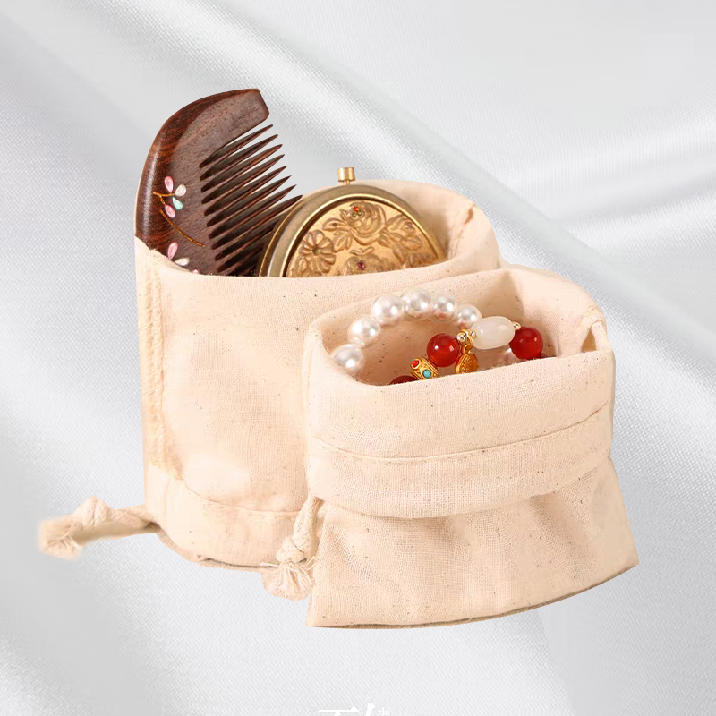 Wholesale Canvas Cotton Jewelry Pouch Drawstring Bag Gift Bag Custom Handbag Dust Bags With Logo Print