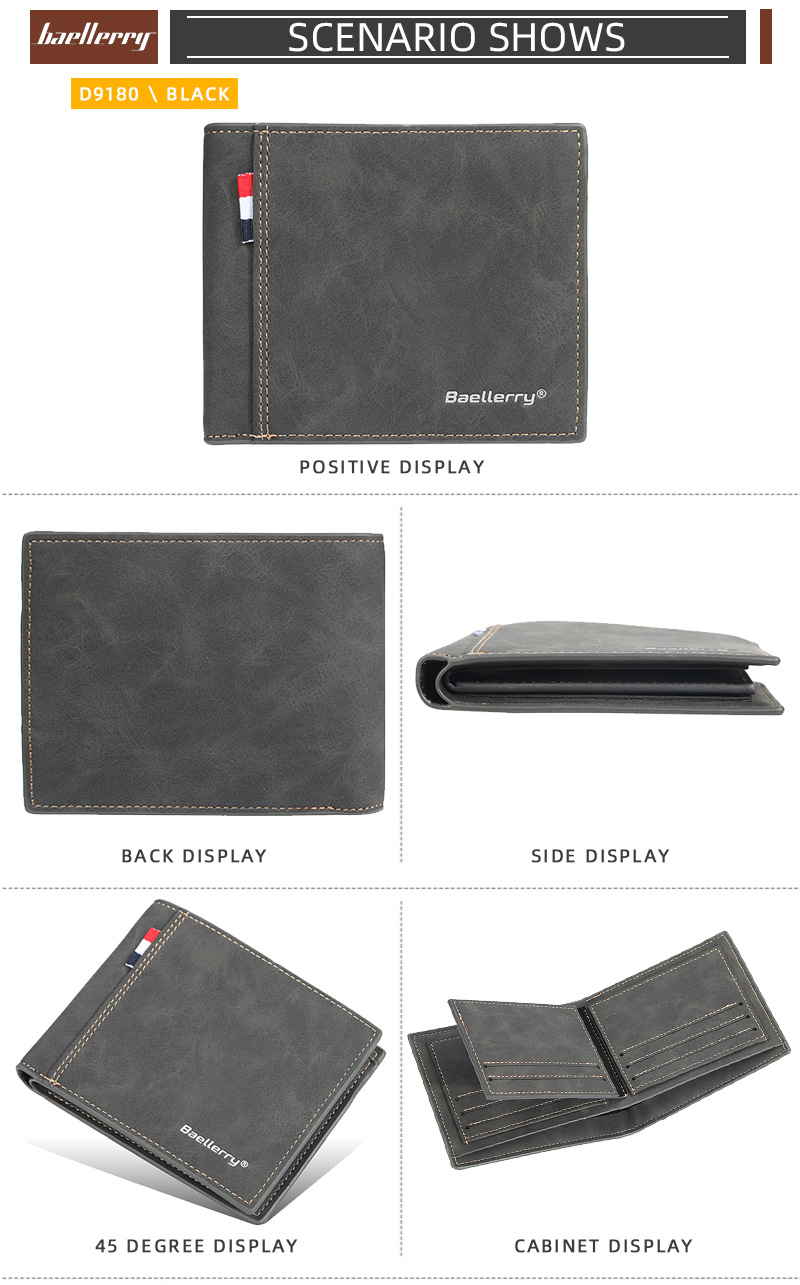 Slim Minimalist Wallet for Men Classic Trifod Wallet with Card Holders High Grade PU Leather
