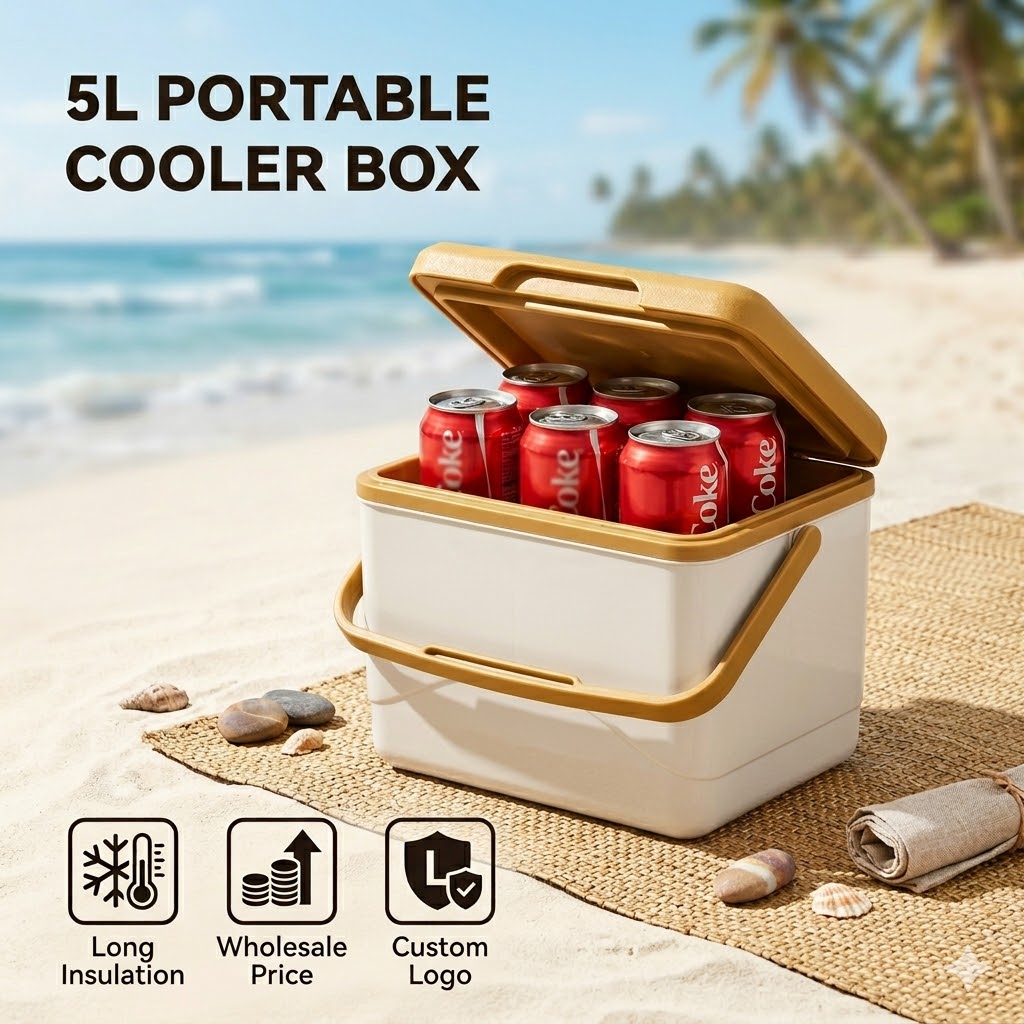 5L Small Cooler Box Custom Logo Insulated Mini Ice Chest Handle Portable 6 Cans Picnic Cool Box Breast Milk Promotional Gifts