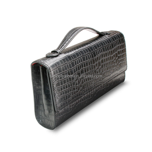 LWG/BSCI Certified Custom Logo Luxury Crocodile Pattern Genuine Leather Handbags Underarm Evening Clutch Bag