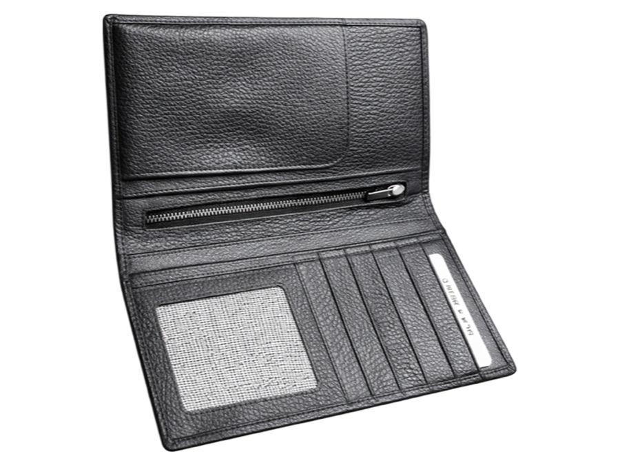 Long Bifold Wallet with Zip Pocket