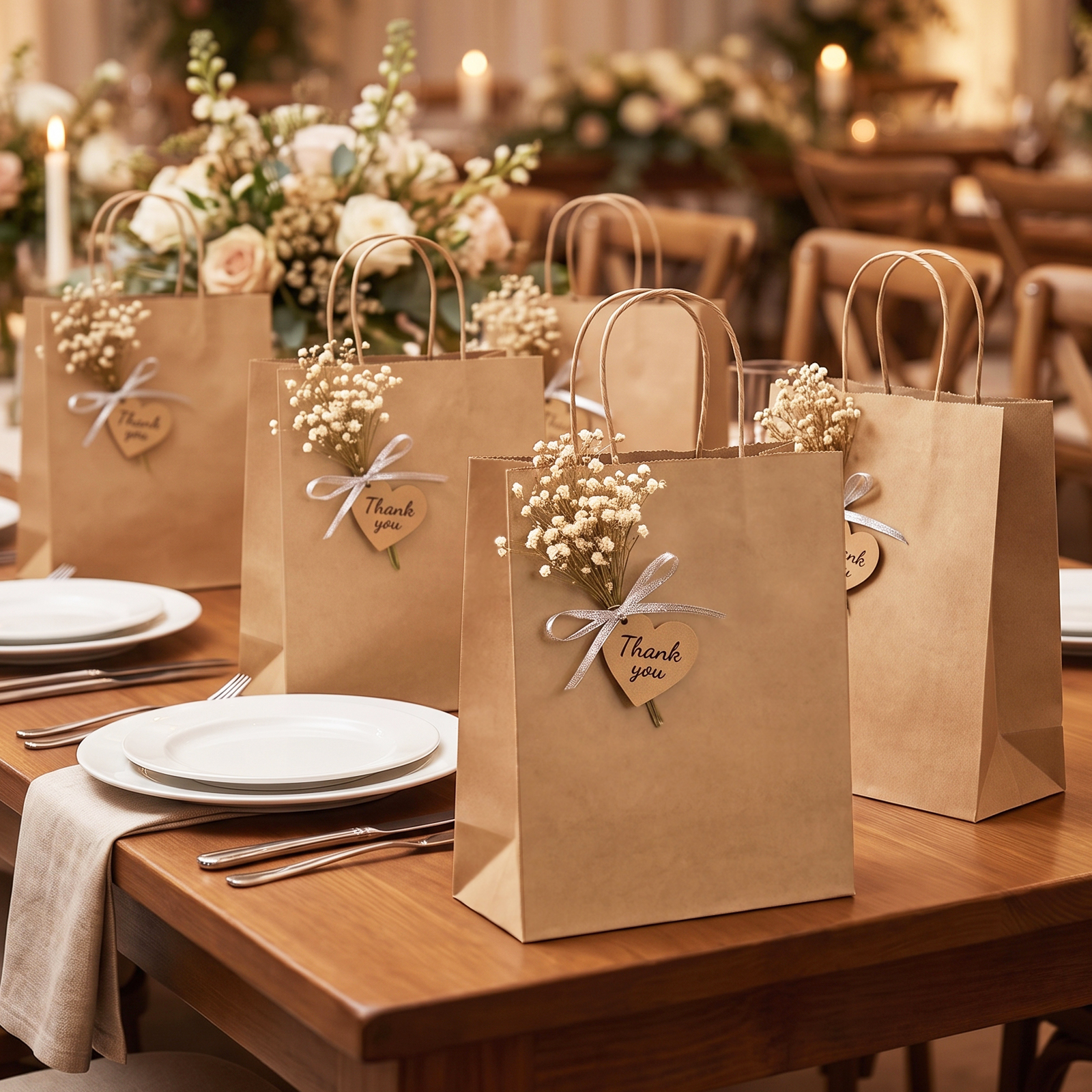 Eco Friendly Brown Kraft Paper Bags with Twisted Handles Biodegradable Recyclable Paper Shopping Bags for Retail Stores