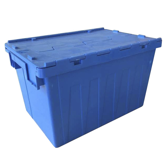 74L Heavy Duty Attached Lid Stackable and Neastable Plastic Tote Box