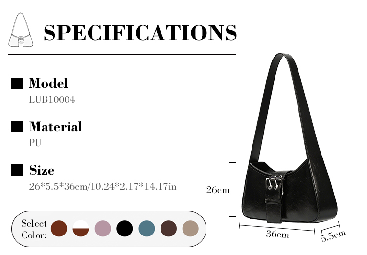 Custom Logo Acceptable PU Underarm Hobo Zipper Closure Daily Portable Women's Shoulder Bags