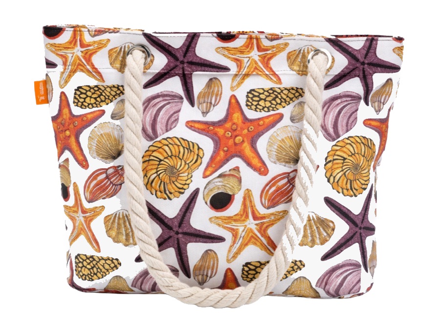 Printed Canvas Beach Tote Bag