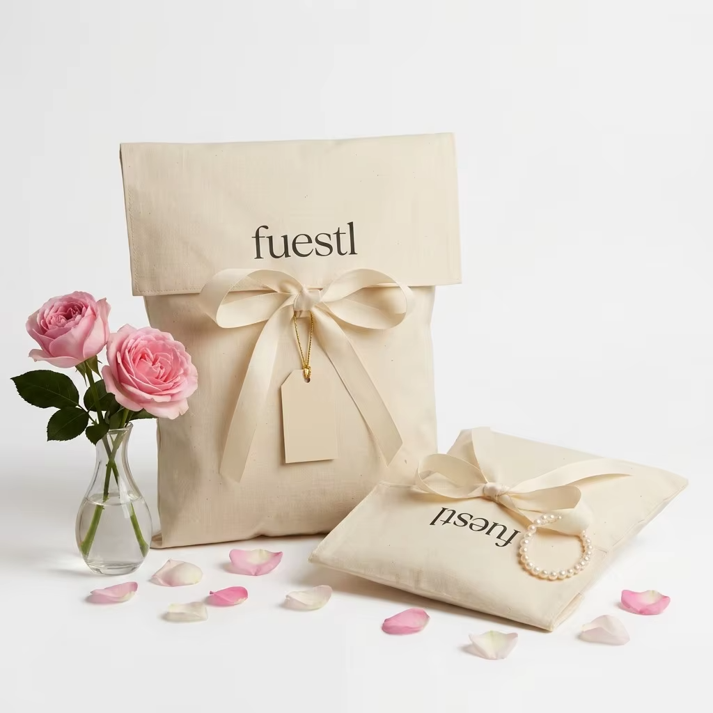 Custom Logo Printed Canvas Envelope Flap Pouch For Clothes Cosmetic Brushes Wallet Packing Handbag Dust Twill Cotton Gift Bag