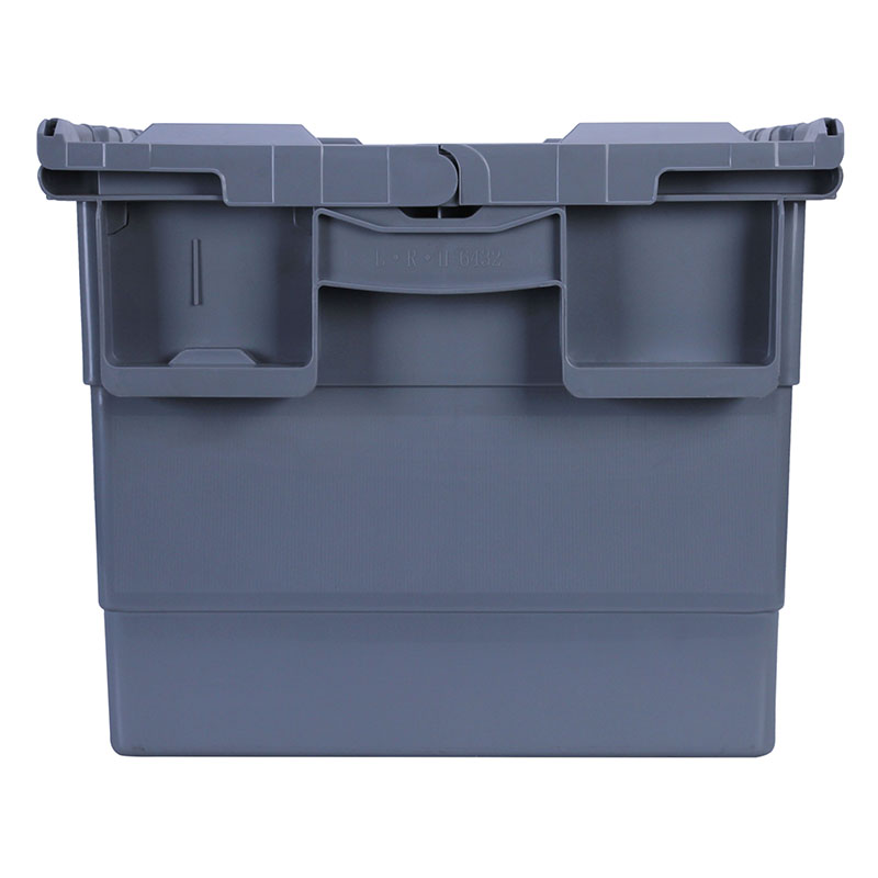 Attached Lids Eco-friendly Reusable Heavy Duty Plastic Tote Container with Lid for for Distribution and Warehouse Storage
