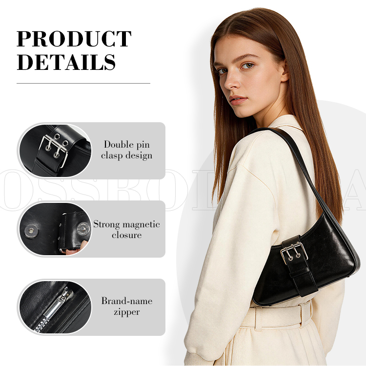 Custom Logo Acceptable PU Underarm Hobo Zipper Closure Daily Portable Women's Shoulder Bags