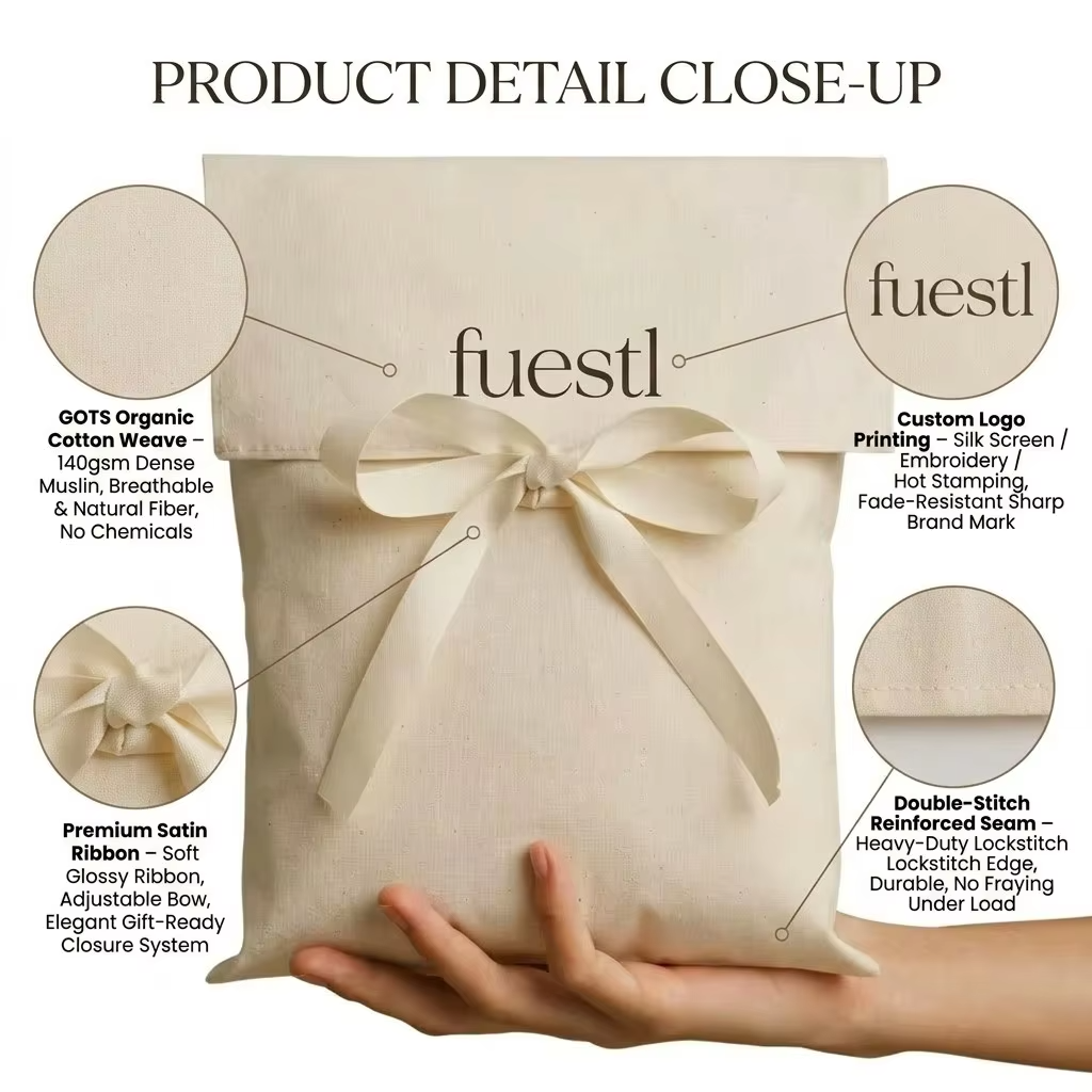 Custom Logo Printed Canvas Envelope Flap Pouch for Clothes Cosmetic Brushes Wallet Packing Handbag Dust Twill Cotton Gift Bag