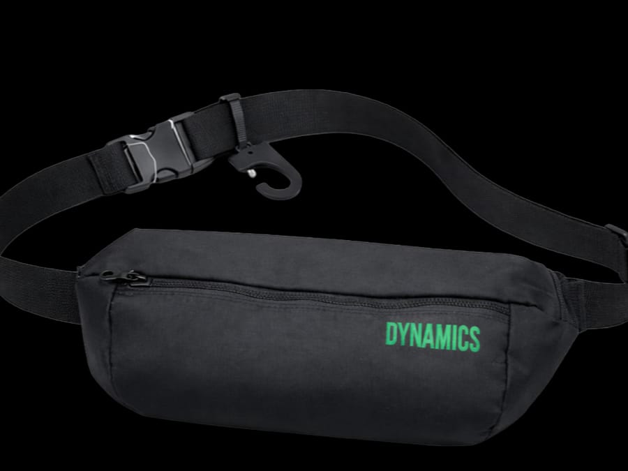 Custom branded waist pouch with reinforced embroidery and print