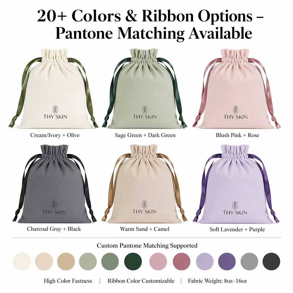Organic Cotton Printed Muslin Drawstring Bags Custom Logo Large Linen Cotton Dust Packaging Bag for Purse Shoe Handbags Luxury