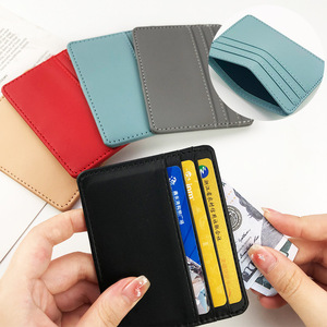 Slim Top Grain Cowhide Leather ID Card Holder Thin Men Women Credit Card Sleeve Cover Front Pocket New Minimalist Mini Wallets